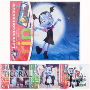 LAMINA COMESTIBLE VAMPIRINA VARIOS MODELOS PARA TORTAS 27CM x 21CM x 1